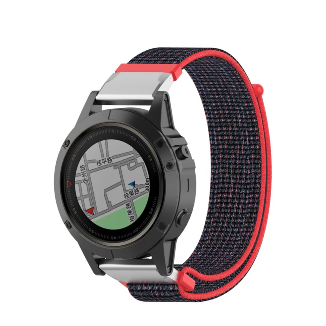 Image of Garmin Fenix 6X / 6X Pro / 5X / 5X Plus / 3 / 3 HR / 3 Sapphire Nylon Klettverschluss Ersatz Armband (Gelenkumfang: 190-245mm) - Schwarz / Rot bei Apfelkiste.ch