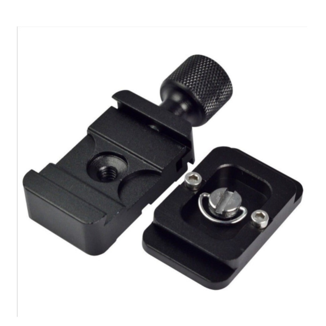Image of Kamera / GoPro 1/4" Alu Schnellverschluss Stativ Adapter Halterung mit integrierter Wasserwaage - Schwarz bei Apfelkiste.ch