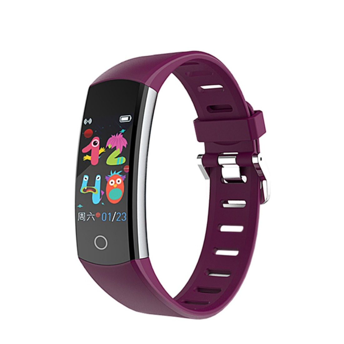 Image of Kinder Fitness Tracker Smart Watch Herzfrequenzmessung / Körpertemperaturmessung 0.96" HD Display (IP67) + Silikon Armband - Violett bei Apfelkiste.ch