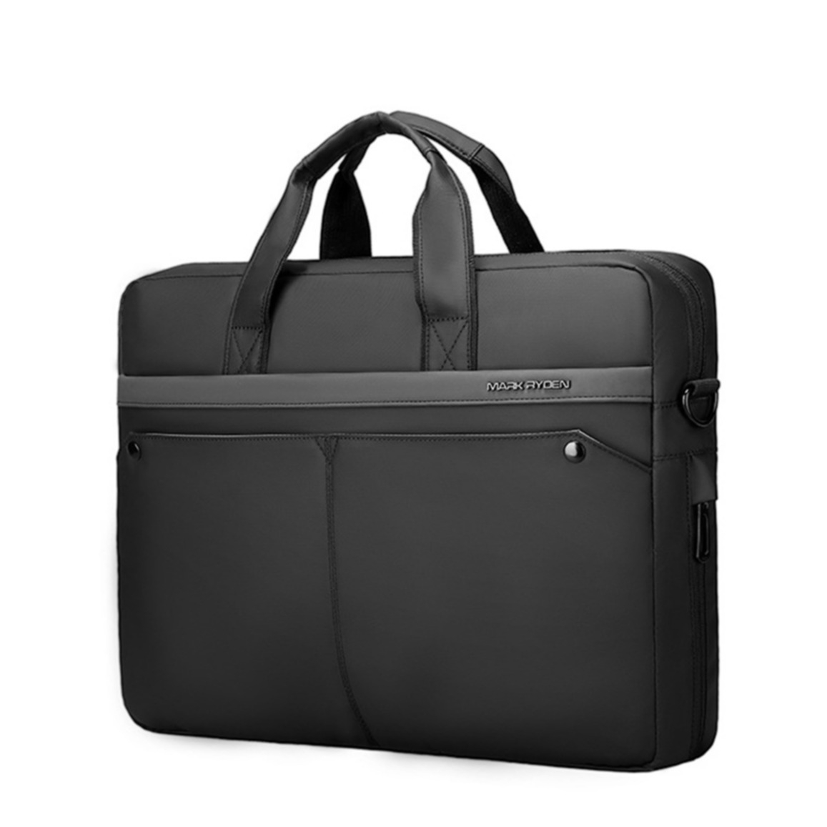 Image of Universal 15" Laptop / MacBook / Notebooktasche aus Oxford Material mit Aussenfach + Schultergurt (Spritzwasserfest) - Schwarz bei Apfelkiste.ch