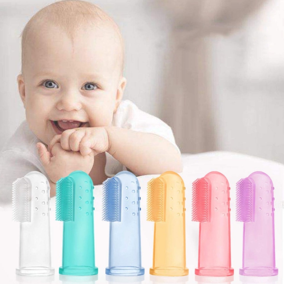 Image of (6er Set) Silikon Baby Finger Zahnbürste Zahnpflege - Div. Farben bei Apfelkiste.ch