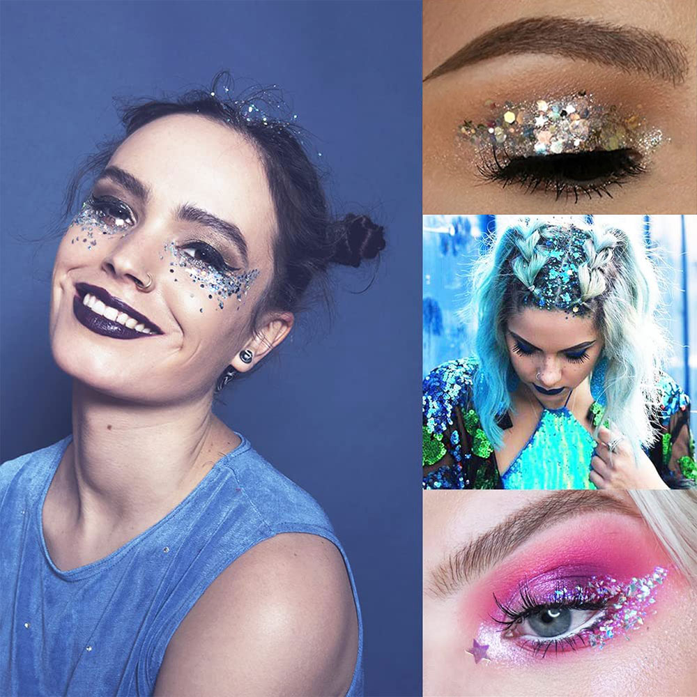 Lanjue 32 Farben Feiner Glitzer Mit 2 Pinseln – Holografischer Festival-Glitzer Für Gesicht, Körper, Nägel & Basteln
