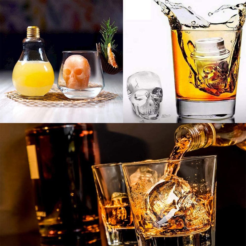 Image of (6-fach) Silikon Eiswürfel Form für Whisky / Cocktails / Longdrinks - Totenkopf bei Apfelkiste.ch
