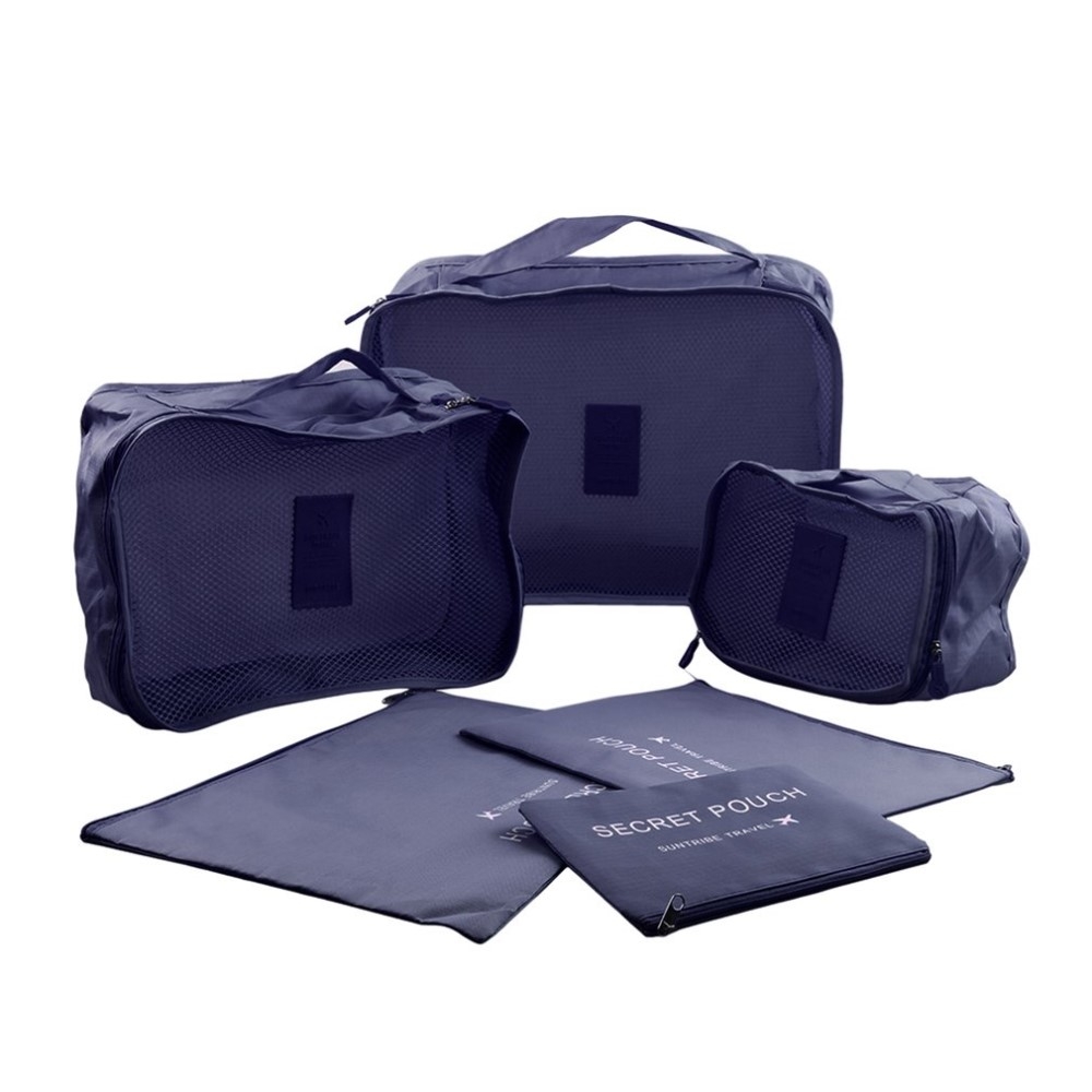 6in1 Koffer Organizer Reise Gepäck Kompressions Kleidertaschen Set - Dunkelblau
