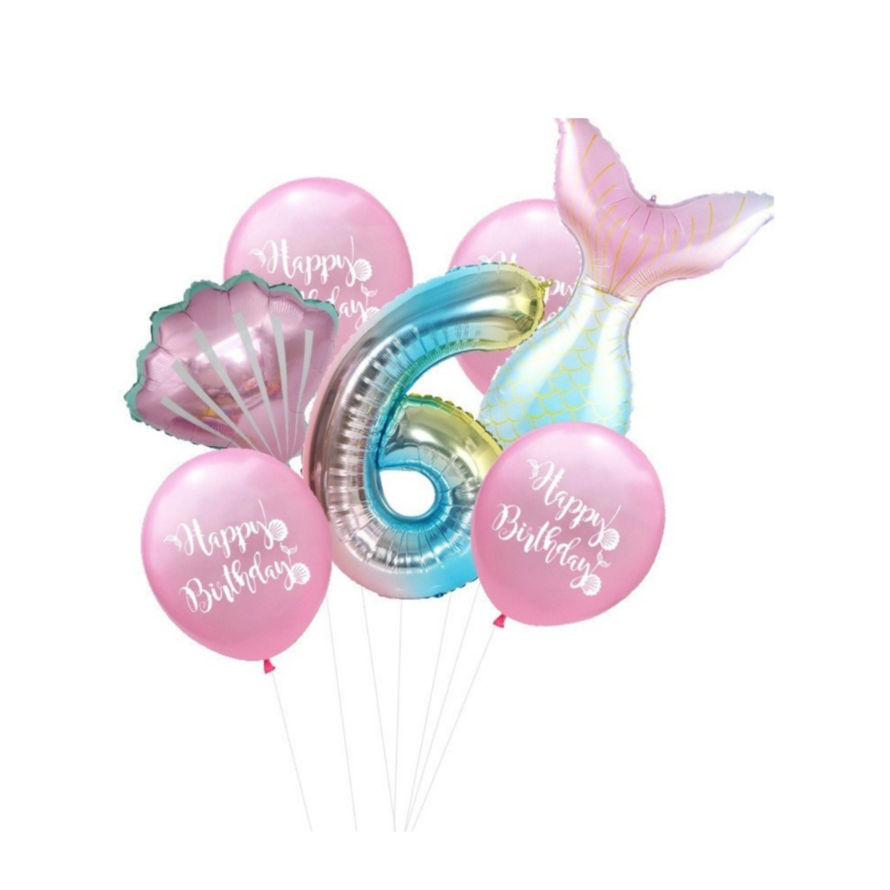 Image of (9-tlg. Set) Zahlen Ballon Geburtstags Party Luftballon Folienballon - Zahl 6 / Meerjungfrau bei Apfelkiste.ch