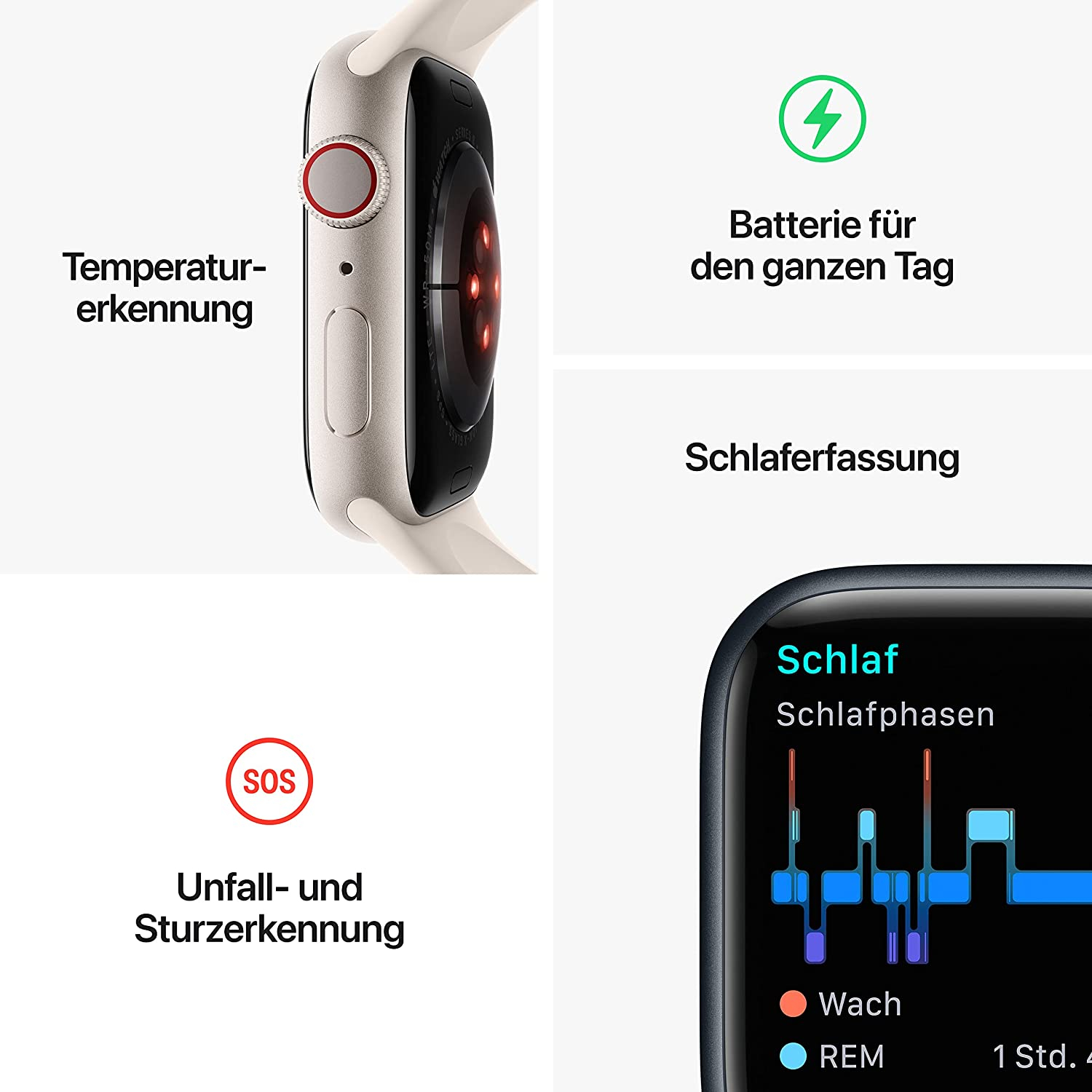 Apple Watch Series 8 GPS+CEL 41mm Edelstahl Graphit/Blau