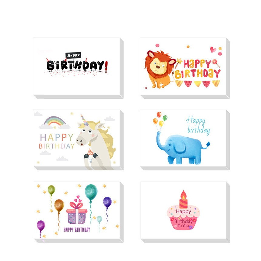 Image of (72-tlg. Set) Glückwunschkarten Geburtstags Doppelkarten mit Sticker + Umschläge - Happy Birthday bei Apfelkiste.ch