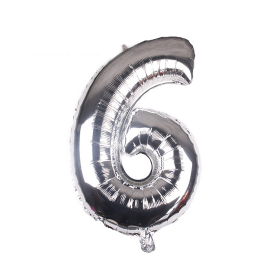 Image of (72cm) Zahlen Ballon Geburtstags Party Luftballon Folienballon - Zahl 6 / Silber bei Apfelkiste.ch