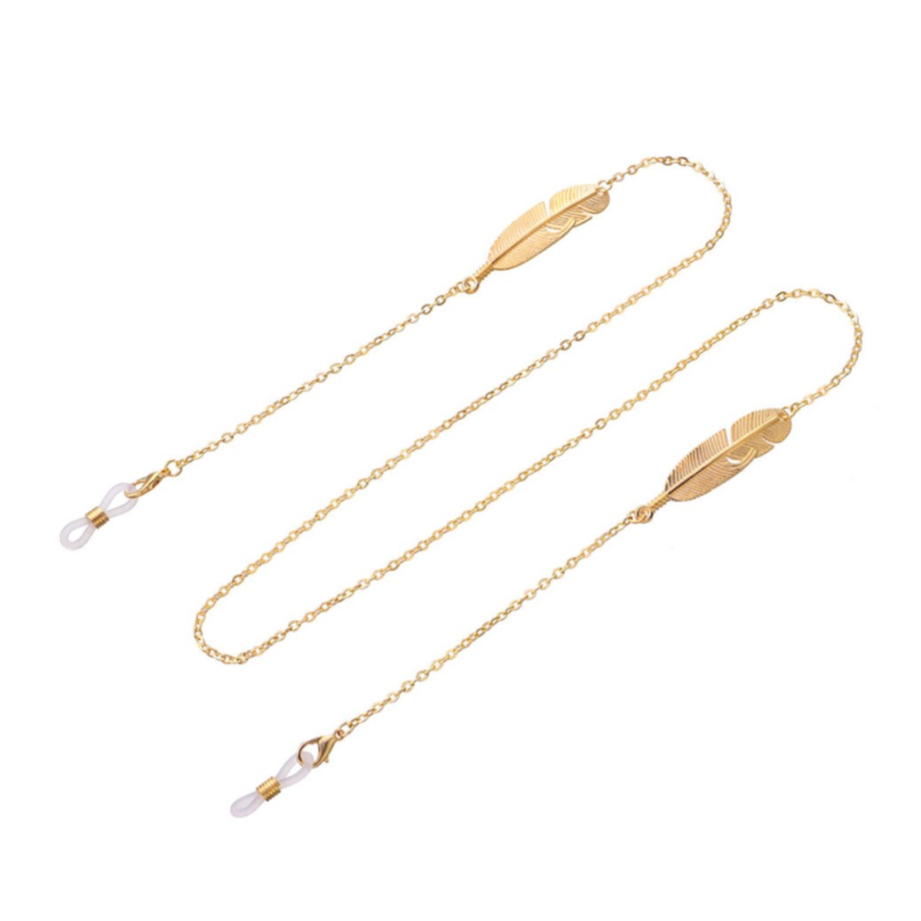 Image of (73cm) Eyewear Halter Brillenkette Sonnenbrillenband Metall Federn - Gold bei Apfelkiste.ch