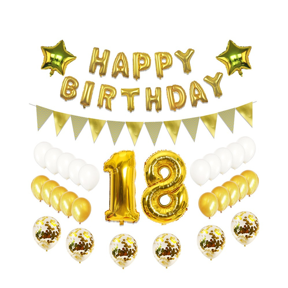 Happy Birthday Girlande 18. Geburtstag - Rose Gold Deko Mit Monogramm & Swirls