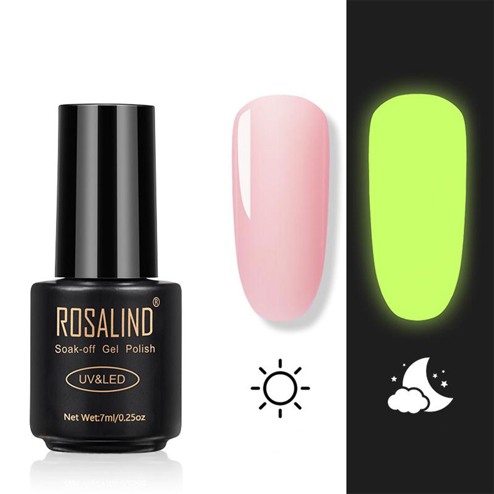 Image of (7ml) UV Nagellack Shellac Glow in the Dark Nagel Design leuchtender Farblack - Rosa / Gelb bei Apfelkiste.ch