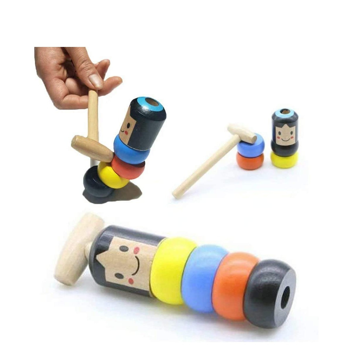 Image of (8-tlg. Set) Daruma Hammer Holz Spiel Magie Spring Magnet Zaubertrick Spielzeug bei Apfelkiste.ch