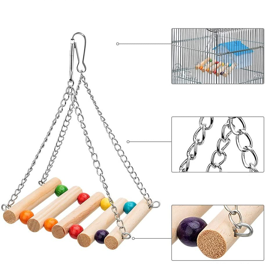 8-teiliges Vogelspielzeug-Set Aus Naturholz – Mit Schaukel, Brücke & Kletterelementen
