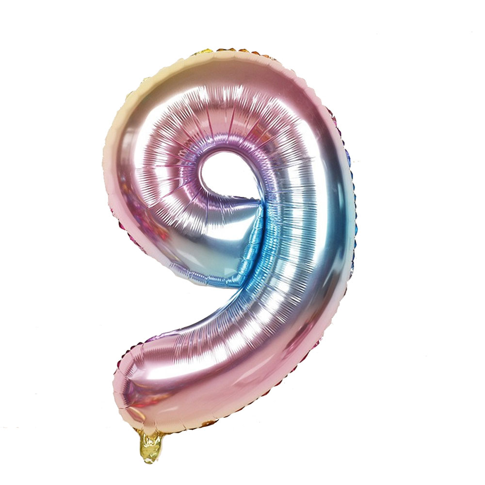 Image of (80cm) Zahlen Ballon Geburtstags Party Luftballon Folienballon - Zahl 9 / Regenbogen bei Apfelkiste.ch