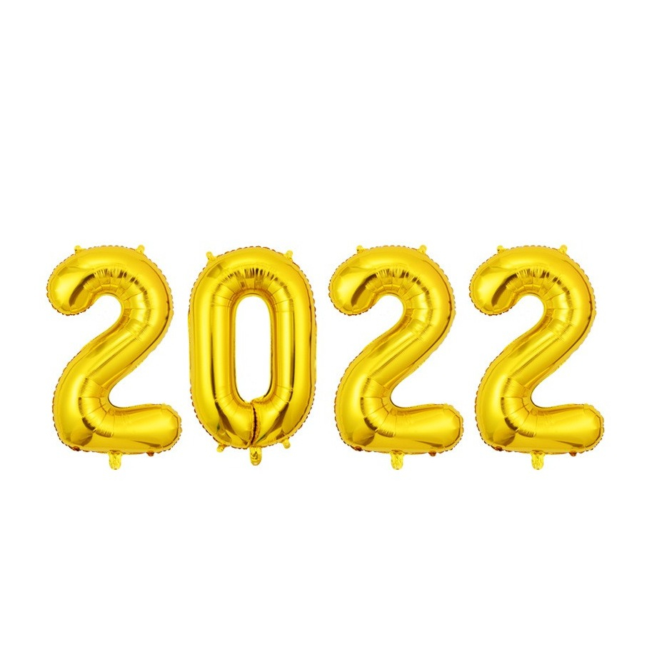 Image of (80cm) Zahlen Ballon Silvester Party Luftballon Jahreszahl Folienballon - 2022 / Gold bei Apfelkiste.ch