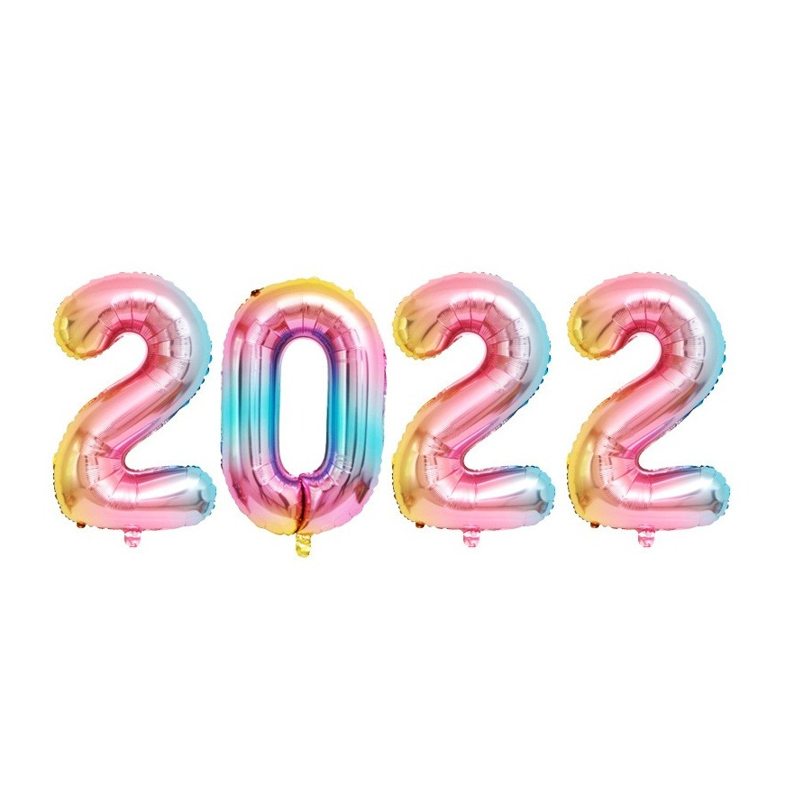 Image of (80cm) Zahlen Ballon Silvester Party Luftballon Jahreszahl Folienballon - 2022 / Rainbow bei Apfelkiste.ch