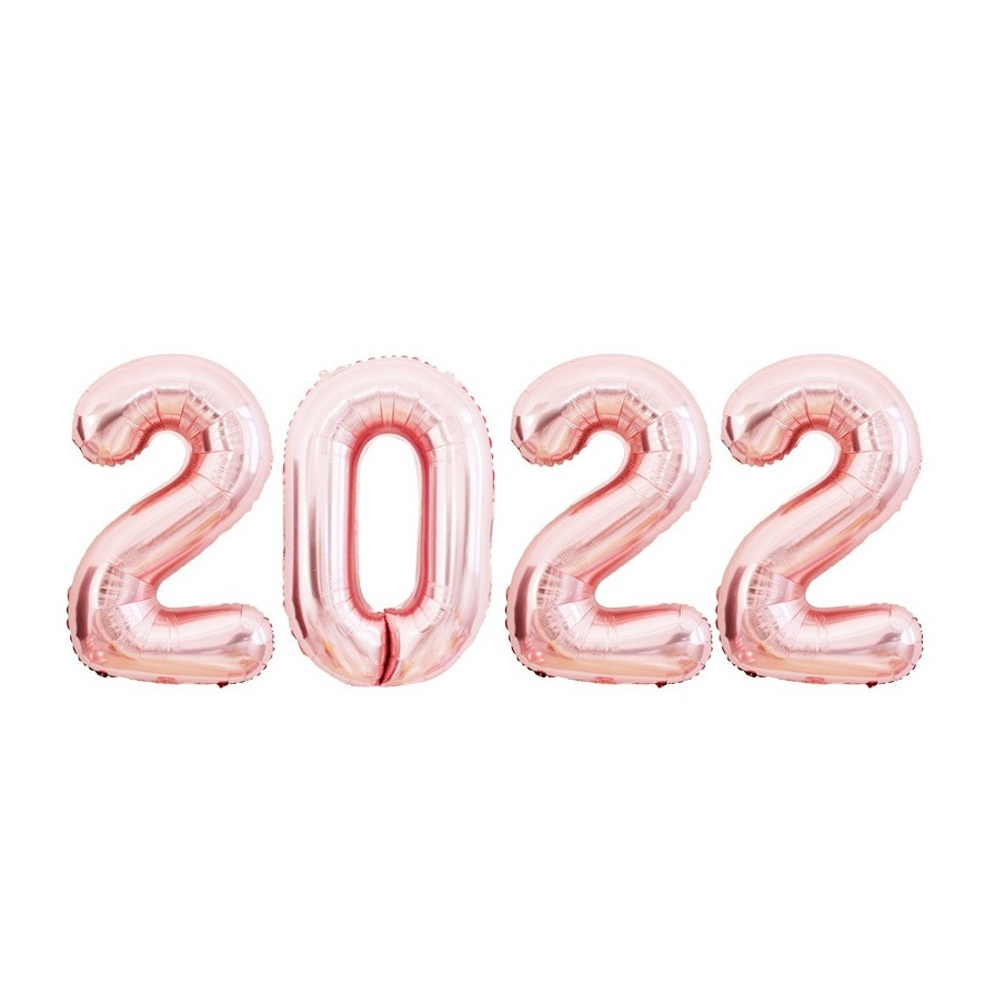 Image of (80cm) Zahlen Ballon Silvester Party Luftballon Jahreszahl Folienballon - 2022 / Roségold bei Apfelkiste.ch
