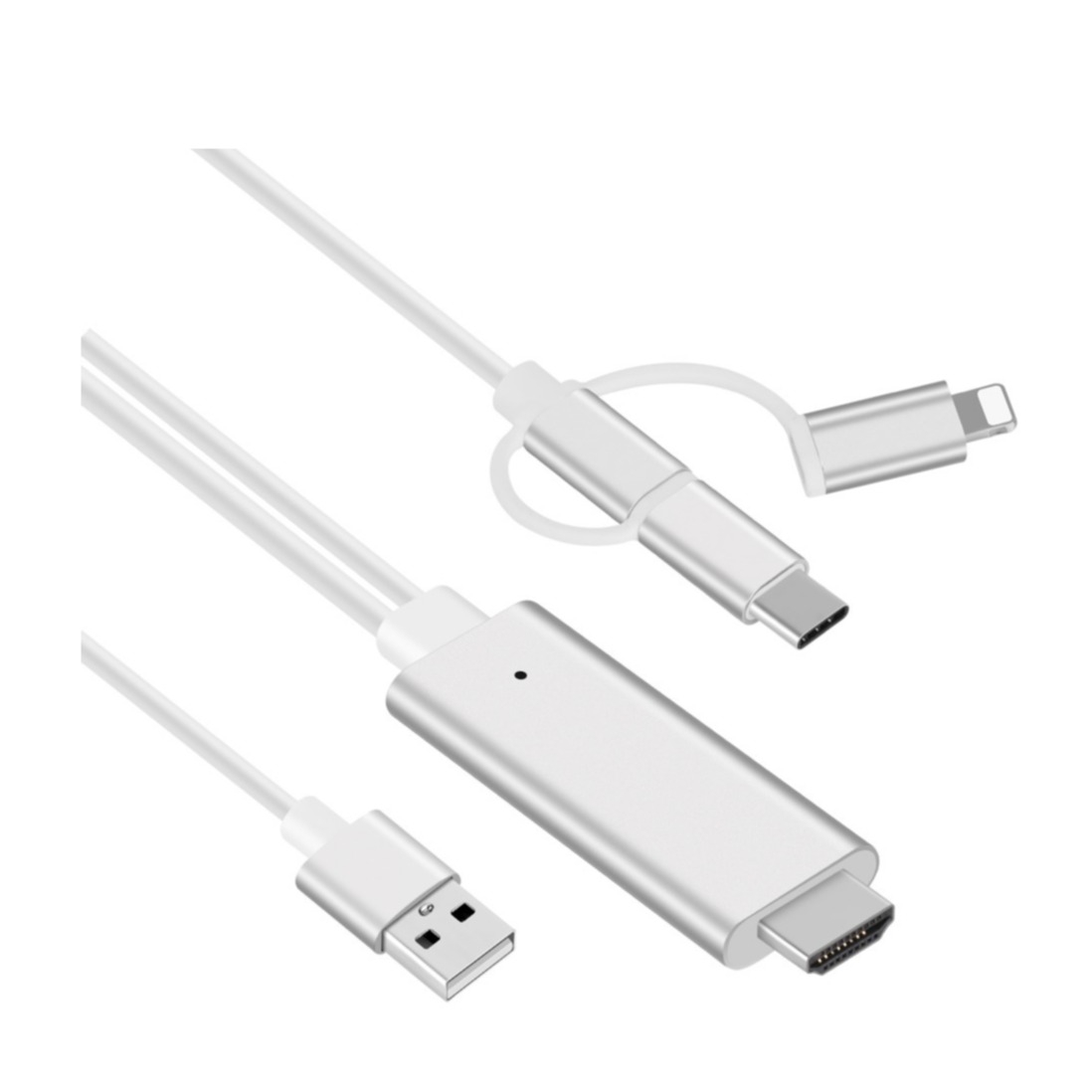 Image of (1m) 3in1 USB C / Micro USB / Lightning auf HDMI 4K Adapter Kabel für Smartphones und Tablets - Weiss bei Apfelkiste.ch