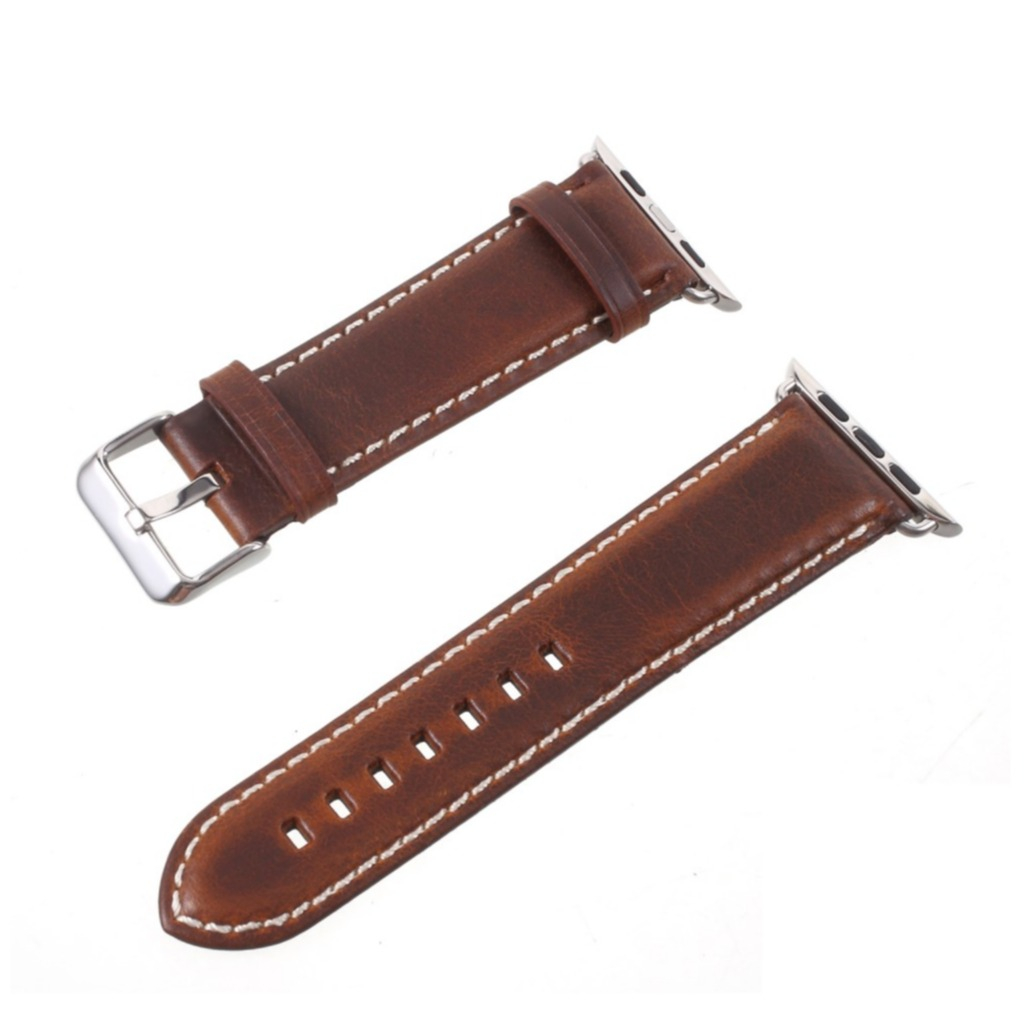 Image of Apple Watch (45/44/42 mm) Echtleder Vintage Armband mit Dornschliesse (Gelenkumfang: 180-220mm) - Braun bei Apfelkiste.ch
