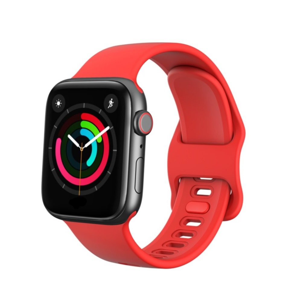 Image of Apple Watch (45/44/42 mm) Ersatz Silikon Sport Armband (Gelenkumfang: 170-220mm) - Rot bei Apfelkiste.ch