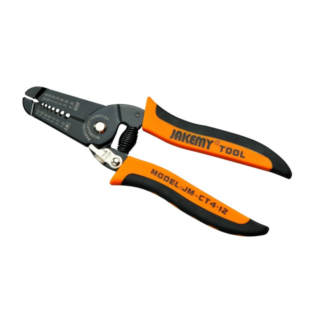 Image of Jakemy - 6" Crimpzange Abisolierer Kabelschneider Werkzeug Handy Reparatur Tool - Schwarz / Orange bei Apfelkiste.ch