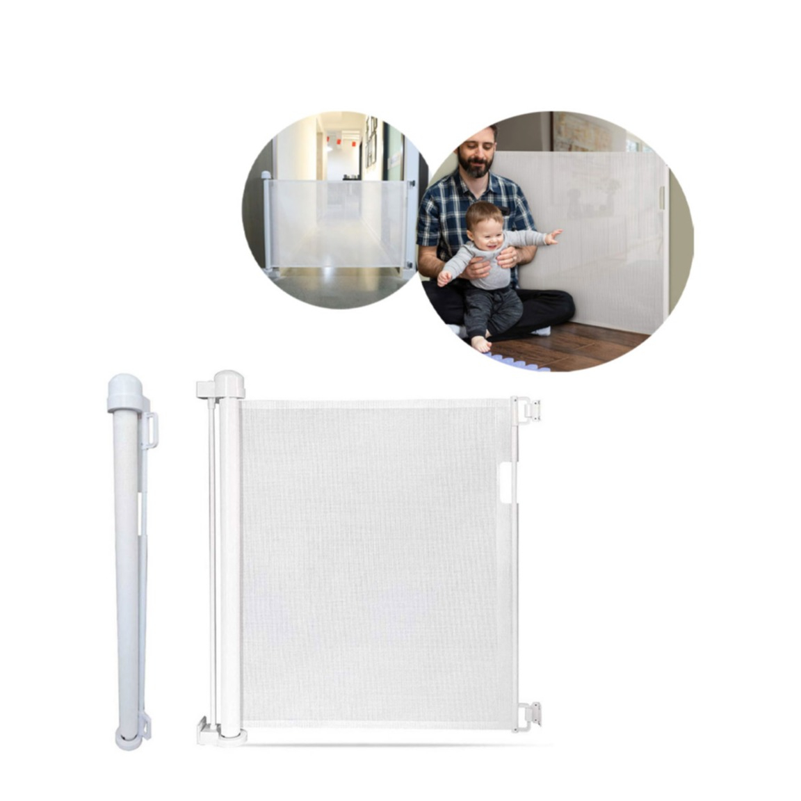 Image of (88x140cm) Nylon Kinder Schutzgitter Netz Baby Sicherheitsschutz Tür / Treppen Barriere - Weiss bei Apfelkiste.ch