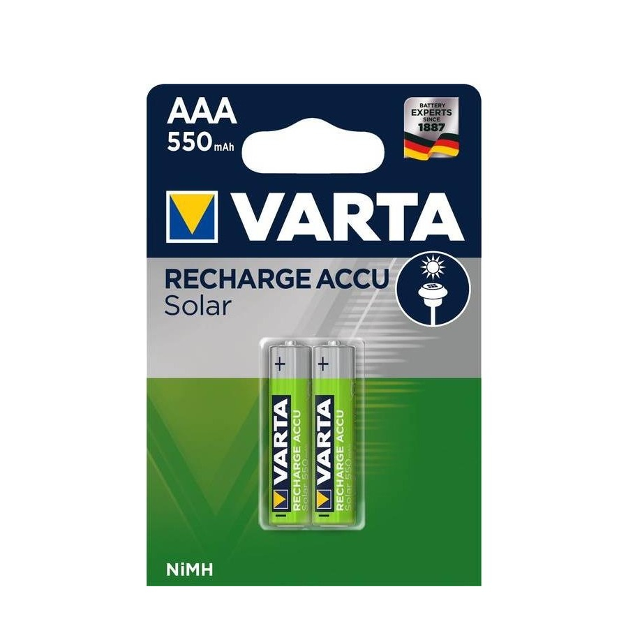 Image of Varta - 2er Pack Wiederaufladbare 1.2 Volt 550mAh NiMH HR03 Solar Akku Batterie AAA bei Apfelkiste.ch