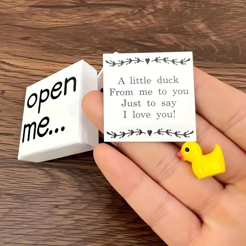 Süsse Geschenkbox mit Mini Enten Figur Glücksbringer