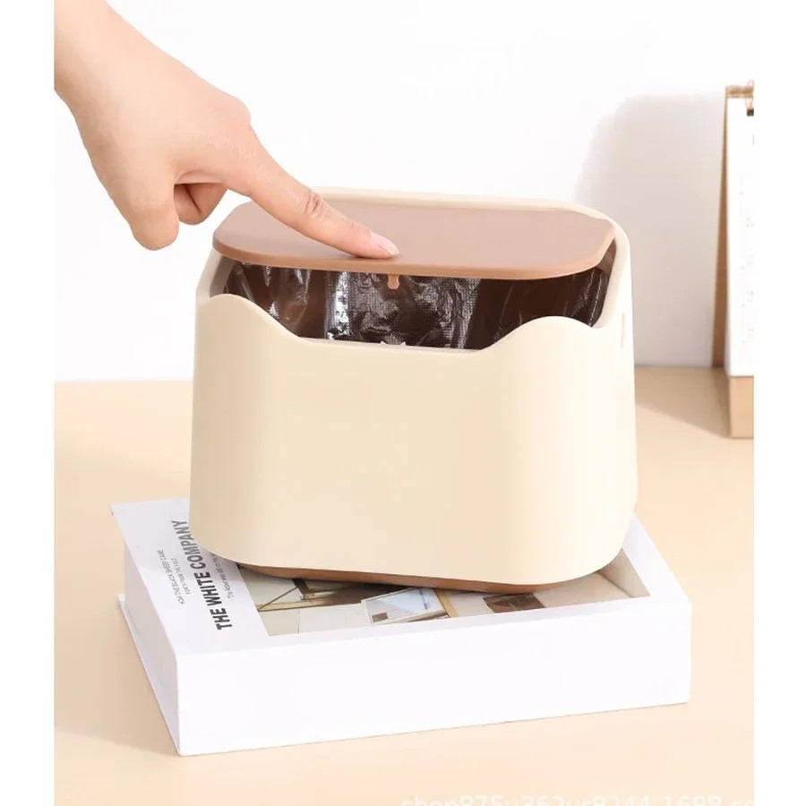 (1.7l) Mini Katzenstreu Eimer Mll Behlter Katzenklo Sand Abfallkbel mit  Press Deckel - Beige / Braun