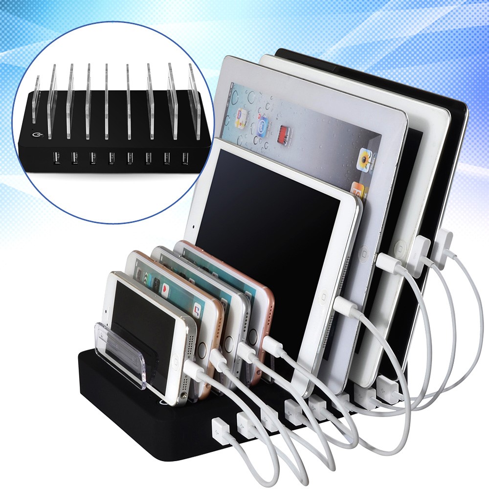 Image of 8-fach USB (96W/2.4A) Universal Ladestation Ladedock Multiport - Schwarz bei Apfelkiste.ch