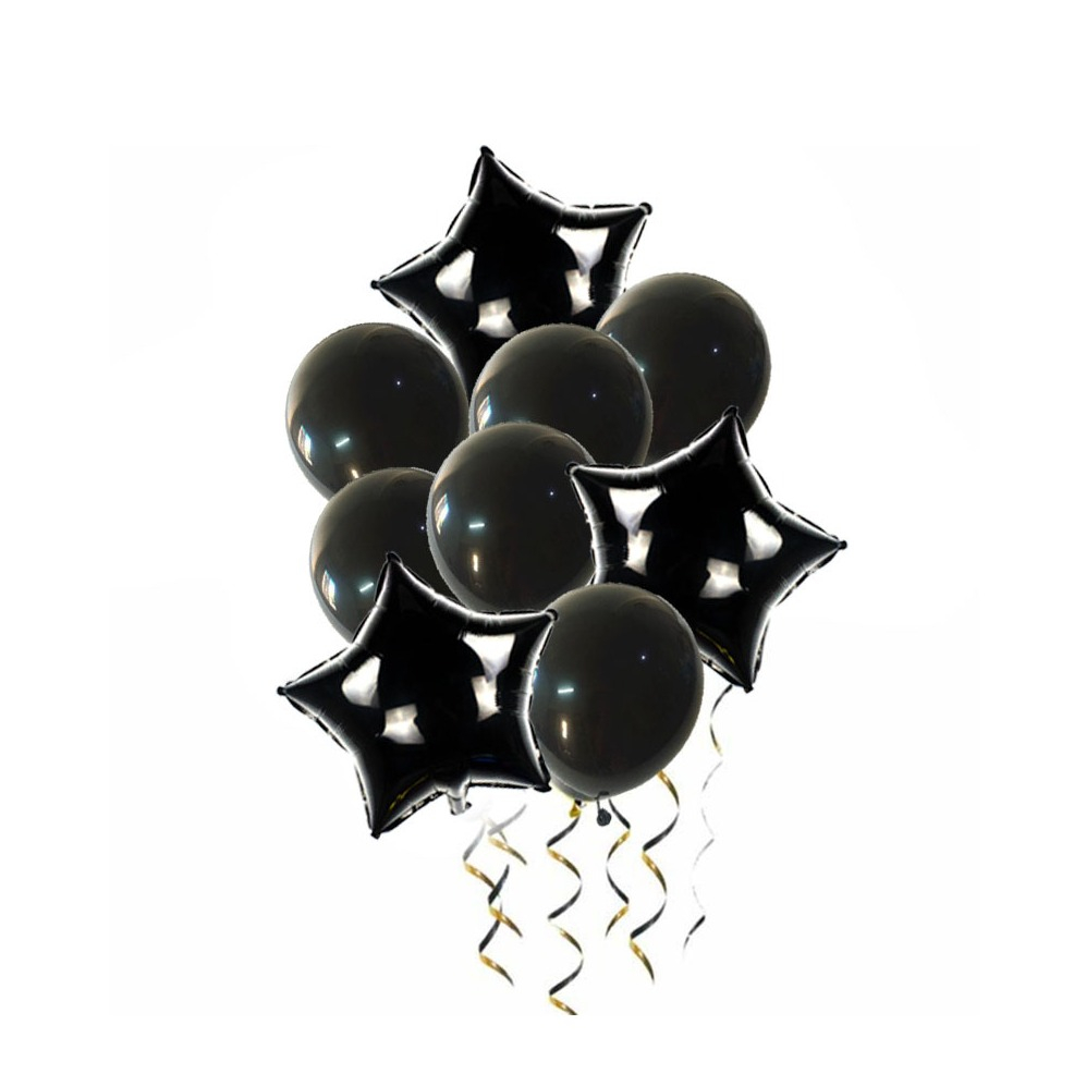 Image of (9-tlg. Set) Party Ballons Latex Folien Luftballons Sterne - Schwarz bei Apfelkiste.ch