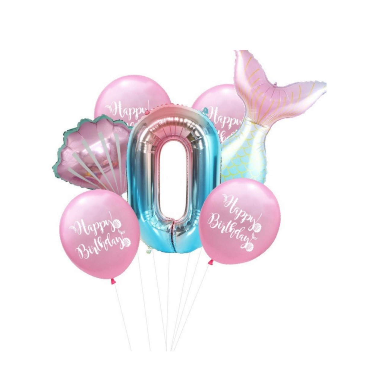 Image of (9-tlg. Set) Zahlen Ballon Geburtstags Party Luftballon Folienballon - Zahl 0 / Meerjungfrau bei Apfelkiste.ch