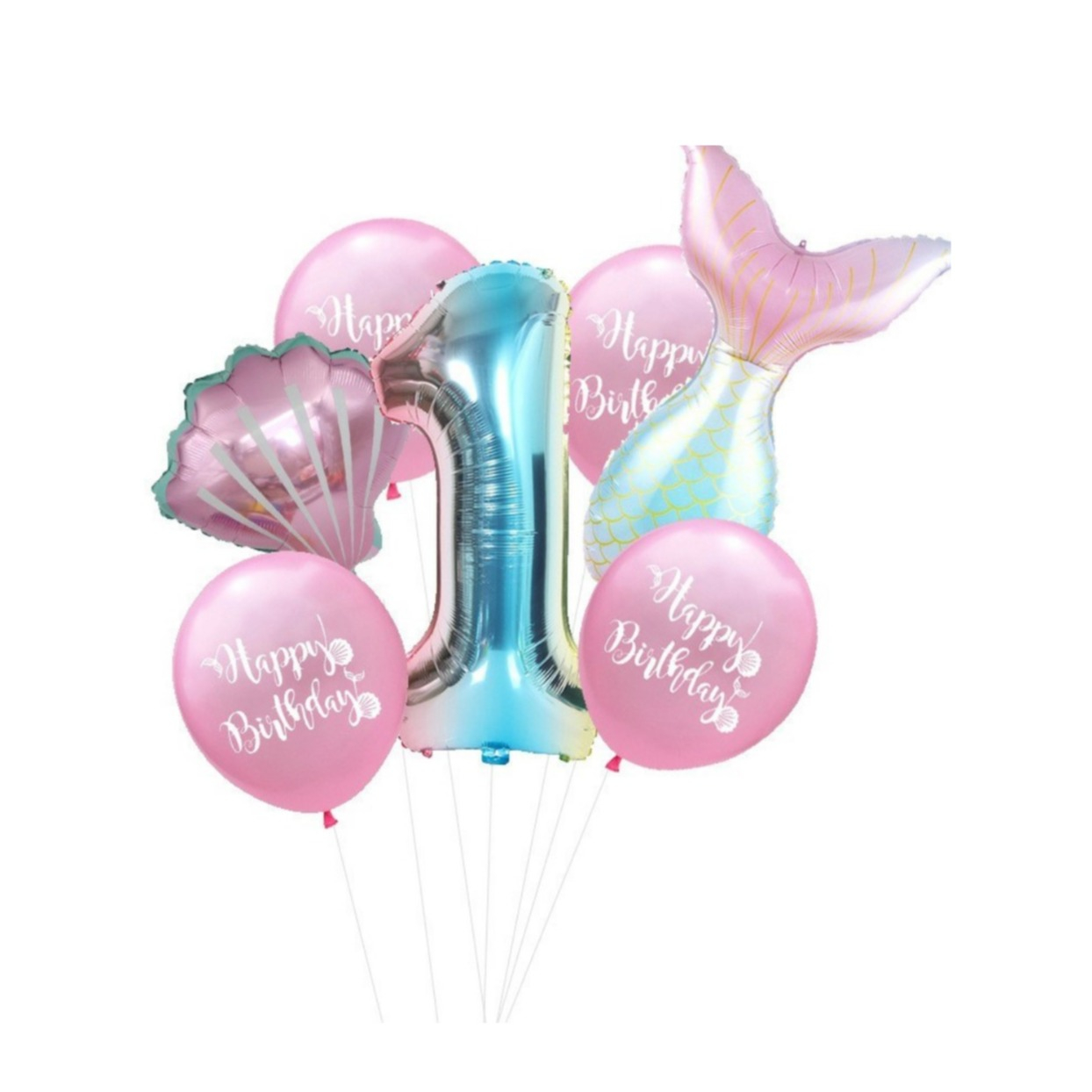 Image of (9-tlg. Set) Zahlen Ballon Geburtstags Party Luftballon Folienballon - Zahl 1 / Meerjungfrau bei Apfelkiste.ch