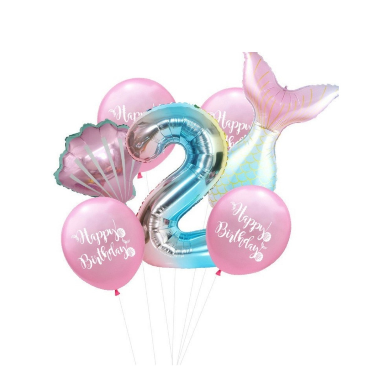 Image of (9-tlg. Set) Zahlen Ballon Geburtstags Party Luftballon Folienballon - Zahl 2 / Meerjungfrau bei Apfelkiste.ch