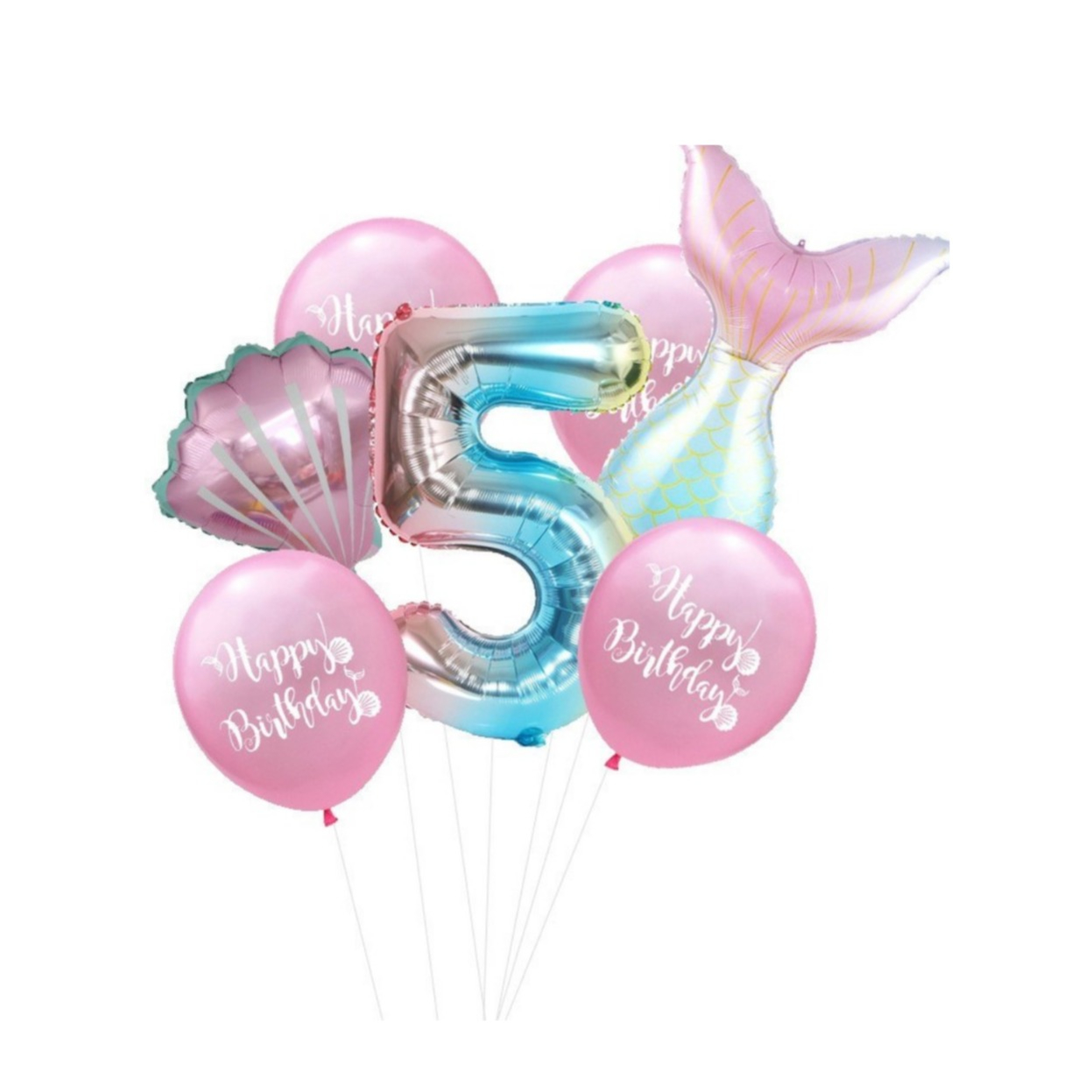 Image of (9-tlg. Set) Zahlen Ballon Geburtstags Party Luftballon Folienballon - Zahl 5 / Meerjungfrau bei Apfelkiste.ch