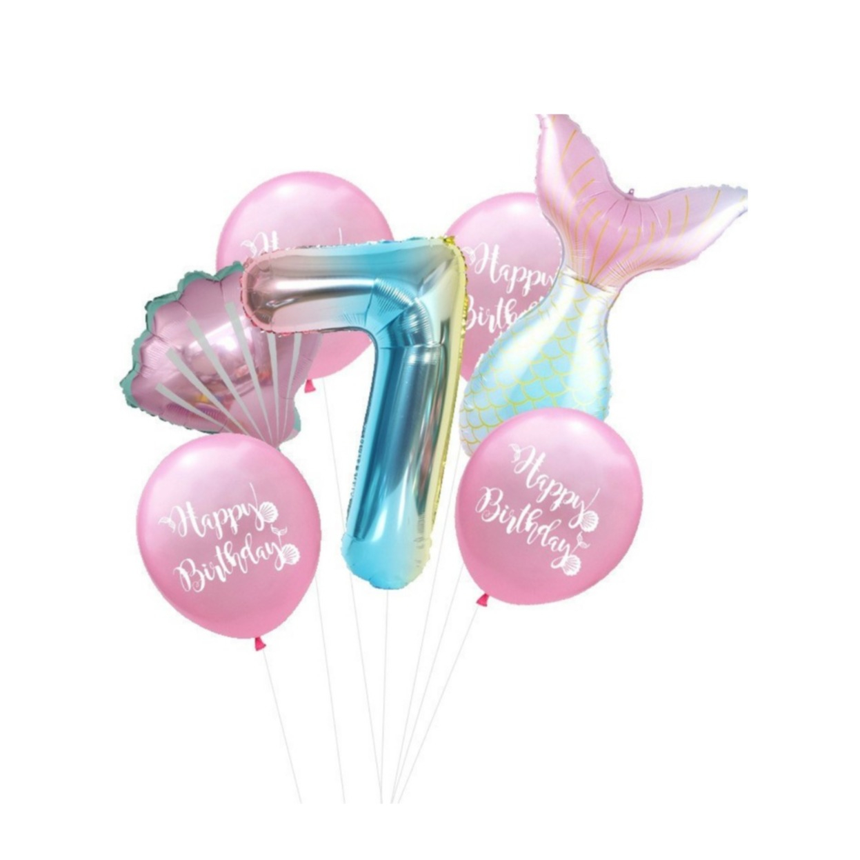 Image of (9-tlg. Set) Zahlen Ballon Geburtstags Party Luftballon Folienballon - Zahl 7 / Meerjungfrau bei Apfelkiste.ch