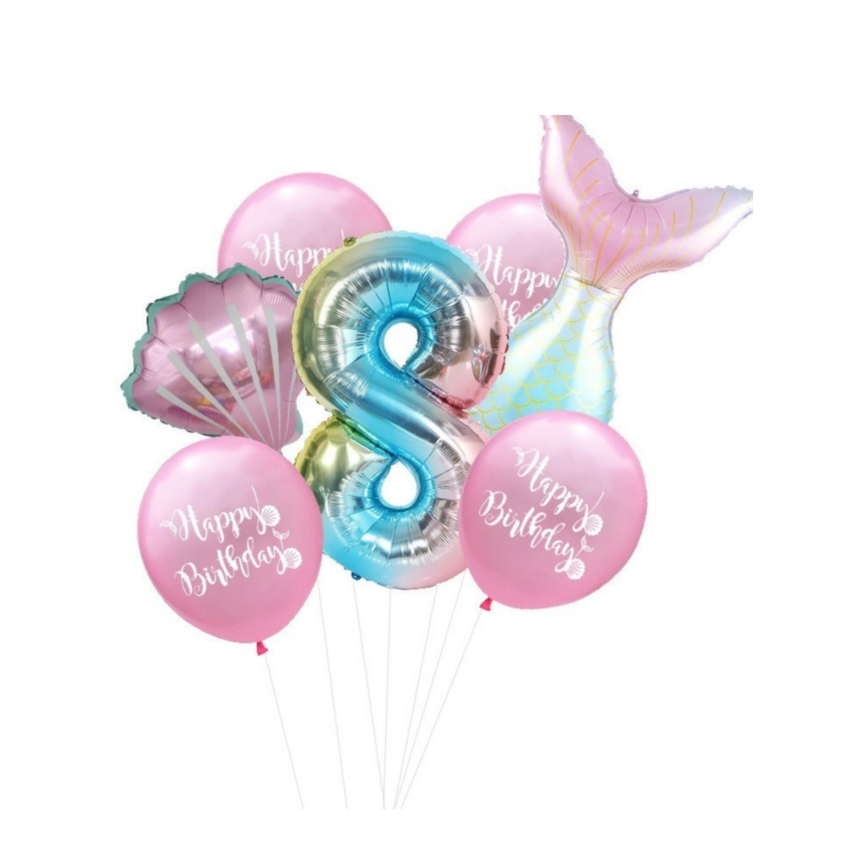 Image of (9-tlg. Set) Zahlen Ballon Geburtstags Party Luftballon Folienballon - Zahl 8 / Meerjungfrau bei Apfelkiste.ch