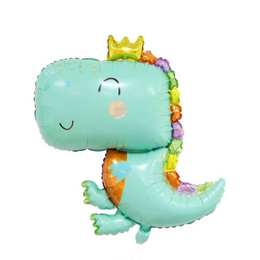 Image of (90x69cm) Geburtstags Party Ballon Folien Luftballon - Dino mit Krone bei Apfelkiste.ch