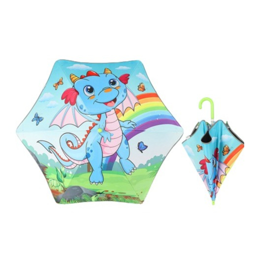 Image of (Ø90cm) Kinder Regenschirm Mädchen / Junge Schirm mit Sicherheits Mechanismus - Drache bei Apfelkiste.ch