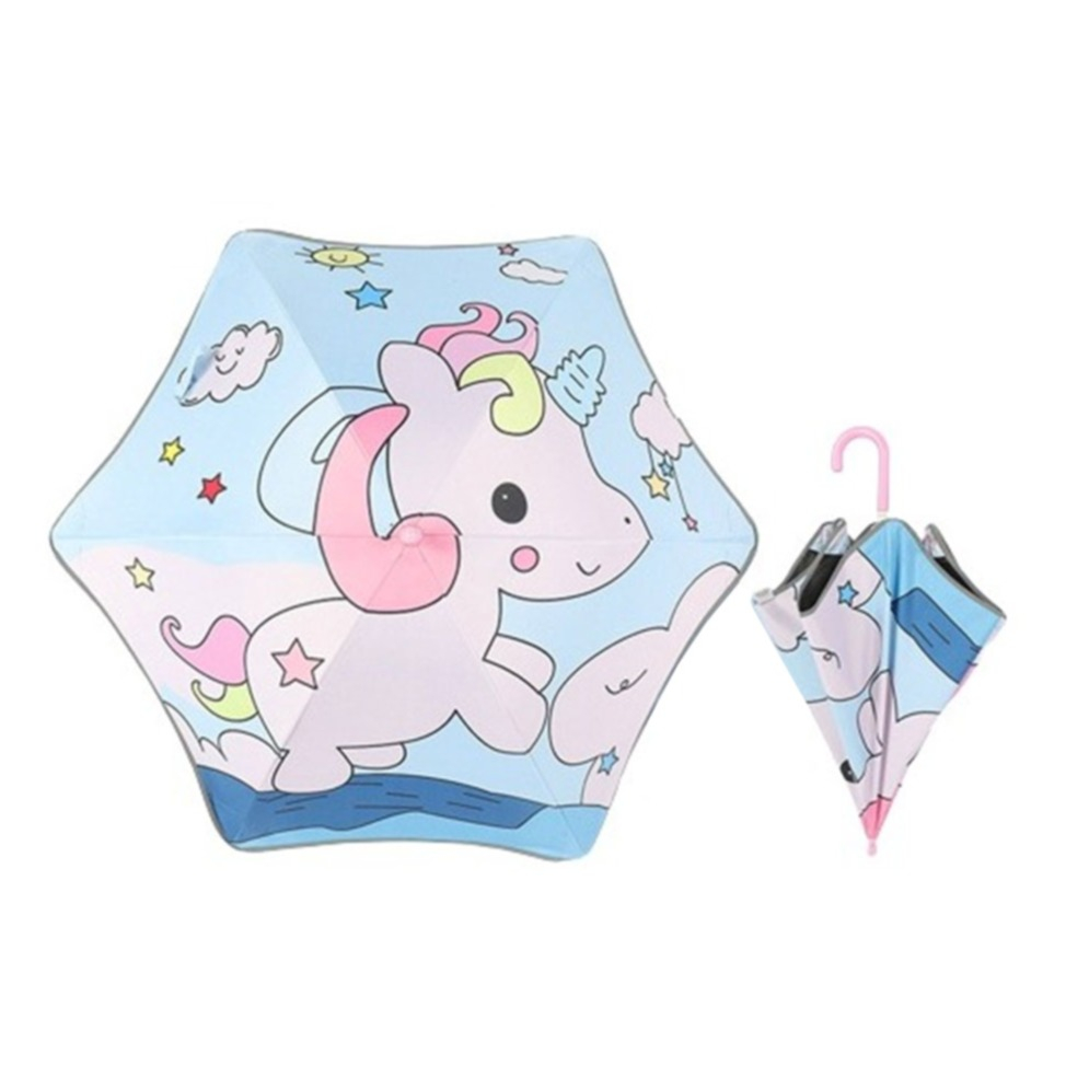 Image of (Ø90cm) Kinder Regenschirm Mädchen / Junge Schirm mit Sicherheits Mechanismus - Einhorn bei Apfelkiste.ch