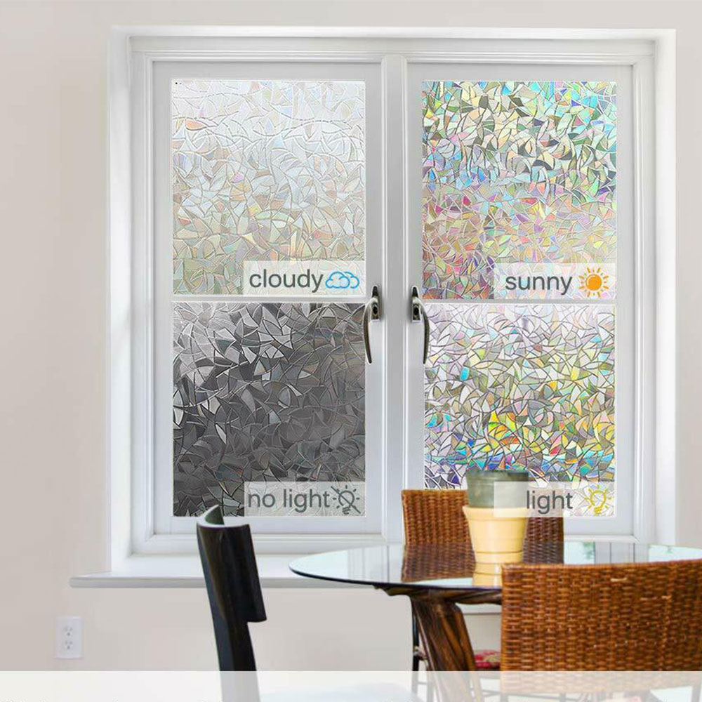 COZEVDNT Verdunkelungs-Fensterfolie, Sichtschutz-Fensterfolie, nicht  klebende elektrostatische Fenstertönungs-Dekorfolie – Regenbogenziegel 90 x  200 cm