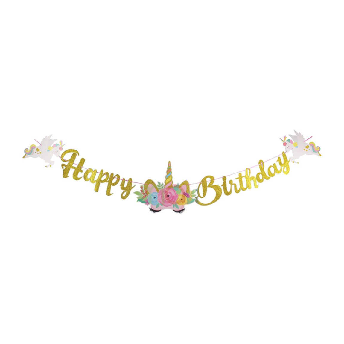 Einhorn Geburtstagsgirlande - Happy Birthday Banner Mit Einhorn Motiven