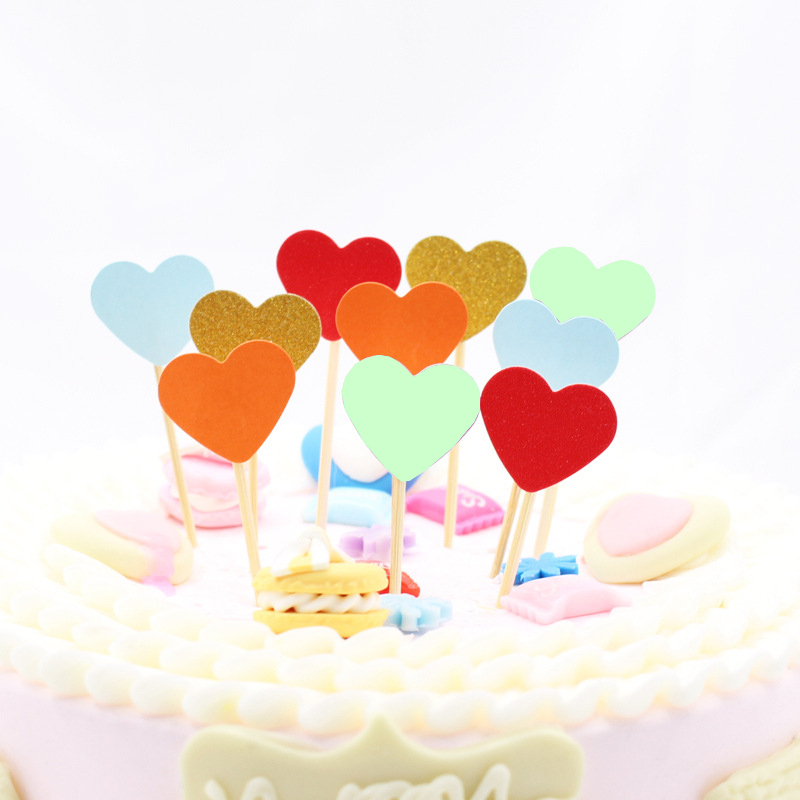 Image of (10er Set) Kuchenstecker Mini Herzen Tortenstecker Topper Dekoration für Torten / Kuchen - Bunt bei Apfelkiste.ch