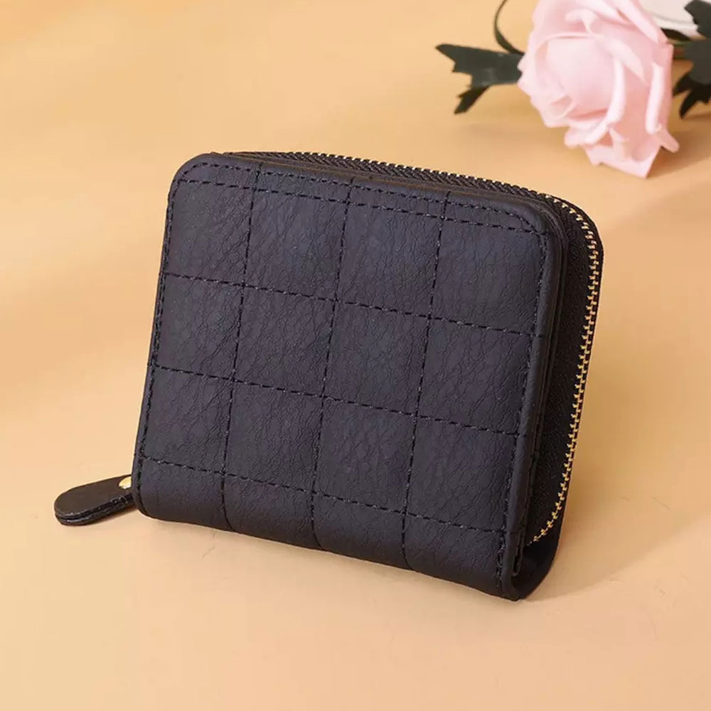 Image of (11x10cm) Leder Geldbörse Fashion Portemonnaie mit 8 Kartenfächern - Schwarz bei Apfelkiste.ch