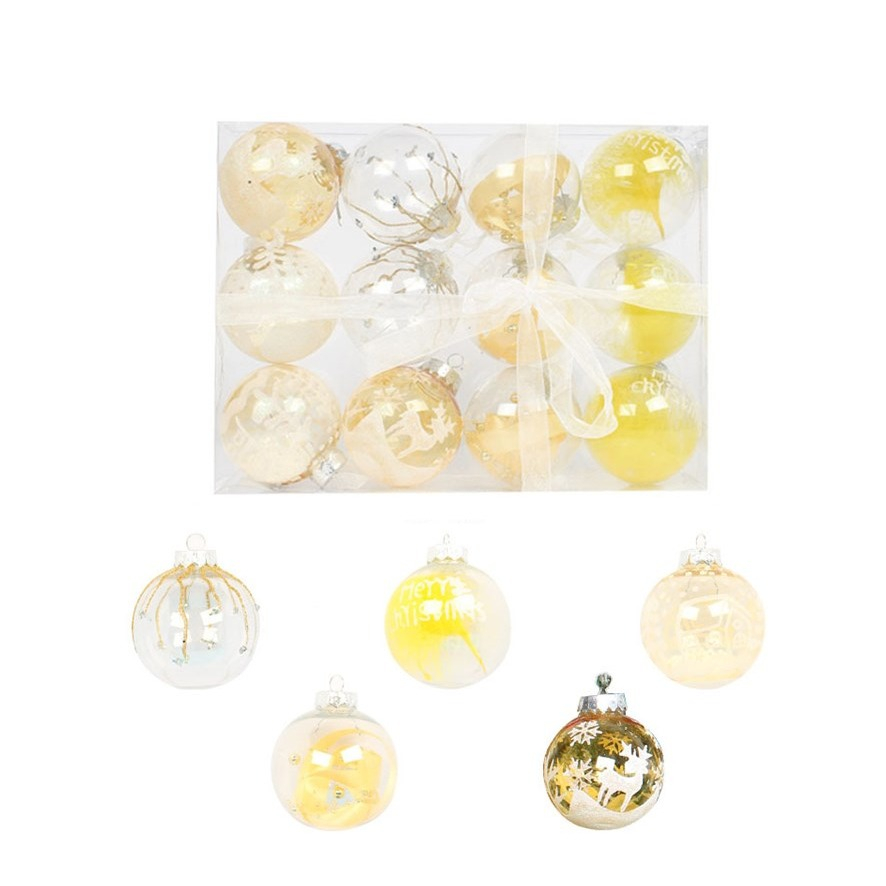 12er Set) Christbaum Schmuck Transparent / Gelb