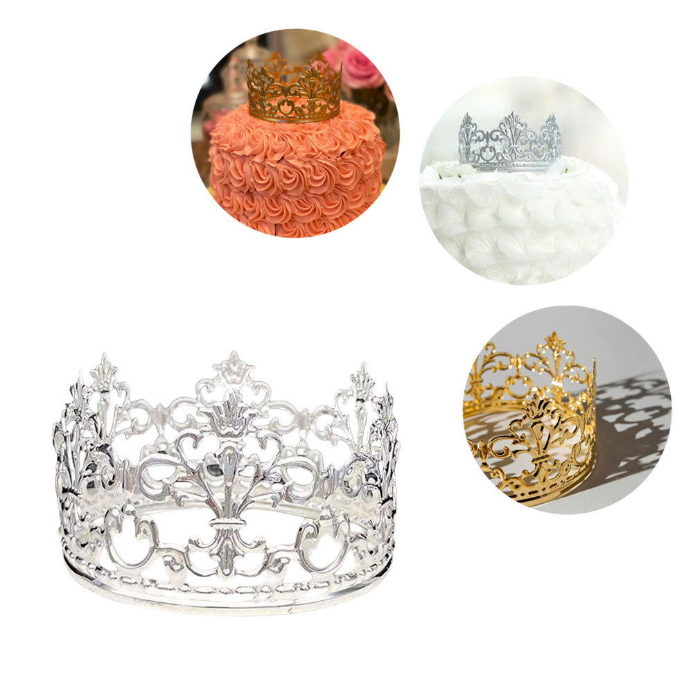 Image of (Ø10cm) Kuchenstecker Krone Metall Tortenstecker Topper Dekoration für Torten / Kuchen - Silber bei Apfelkiste.ch