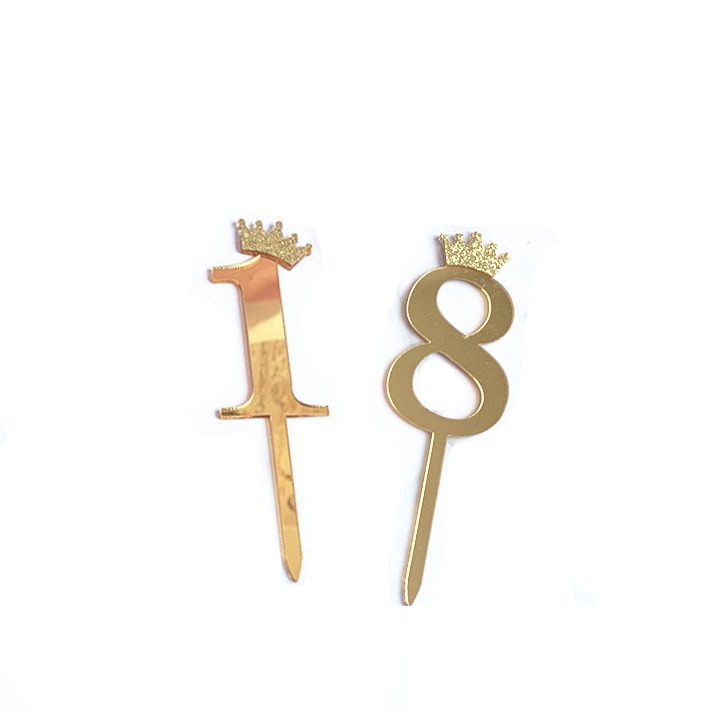 Image of (2-tlg. Set) Kuchenstecker 18. Geburtstag Acryl Tortenstecker Topper Dekoration für Torten / Kuchen - Gold bei Apfelkiste.ch