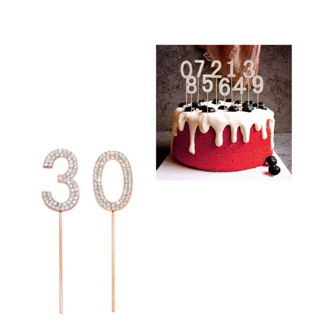 Image of (2-tlg. Set) Kuchenstecker 30. Geburtstag Metall Tortenstecker Topper Dekoration für Torten / Kuchen - Roségold bei Apfelkiste.ch