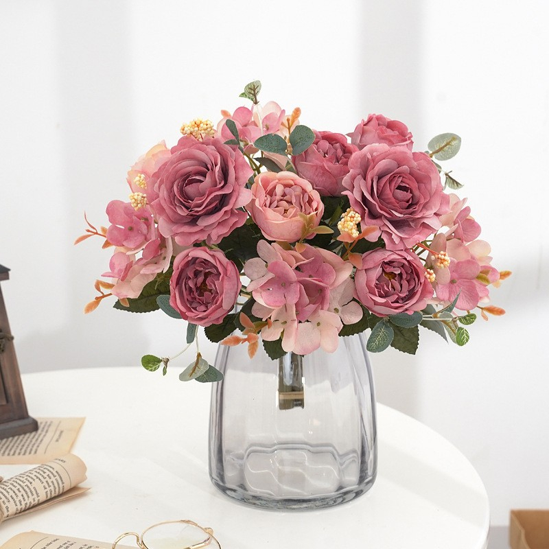 Kunstblumen Rosenknospen – 6 Bund, Mix Farben, Aus Seide & Kunststoff, Für Deko & Hochzeit