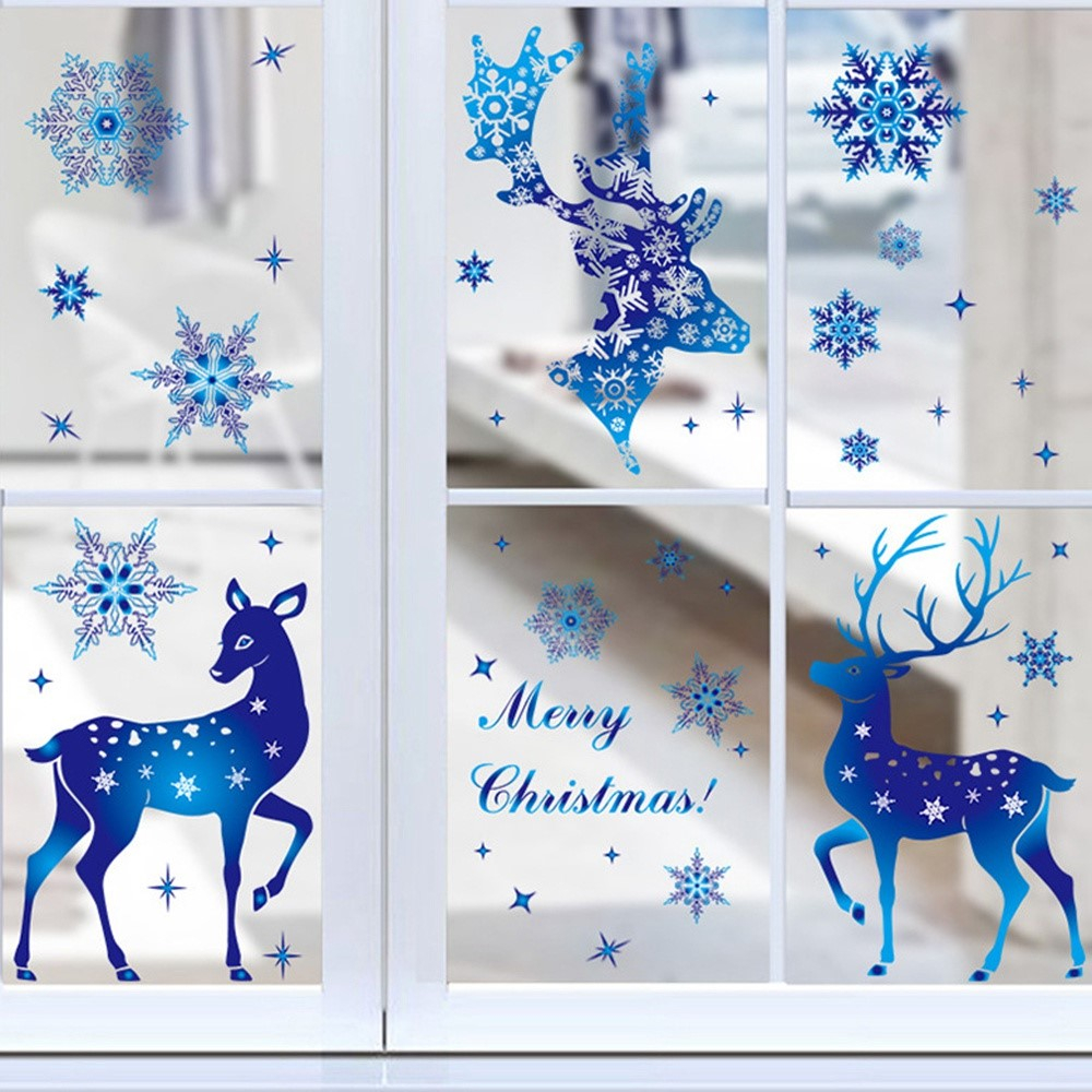 30x20cm) Fenster Aufkleber Merry Christmas / Rentiere